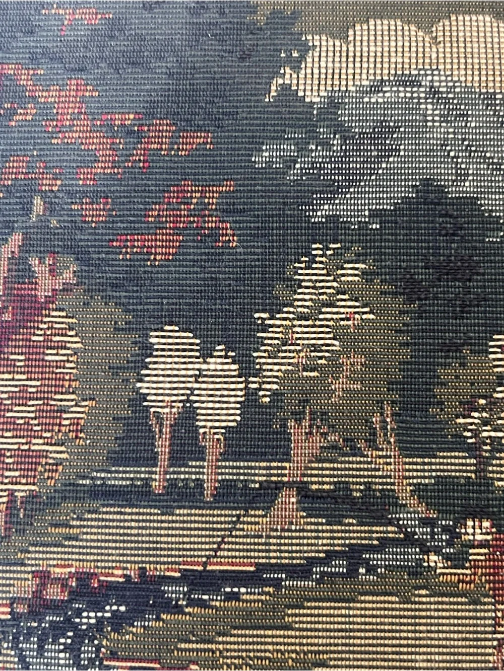 Vintage Needle Point Tapestry Fly Fishing Outdoor Scene Framed Wall Art